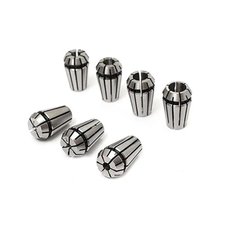 Solid Spring Collet Chuck Set In ER11 ER16 ER20 ER25 ER32 Sizes For CNC Lathe And Milling, seven precision collets.