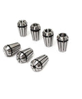 Top Pick ER16 Spring Collet Chuck Set For CNC Lathe Milling Tools showing seven stainless steel collets with precision design.