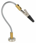 Magnetic Base Soldering Station With Flexible Gooseneck Third Hand Clamp And Alligator Clips showcased with metallic arm.