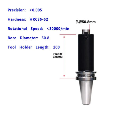BT50 End Mill Tool Holder 2 Inch Shank CNC Adapter For Precision Milling And Grinding Tasks Featuring Super Tough Shock Absorption Plus Durable Stainless Steel Build to ensure high precision under 0.005.