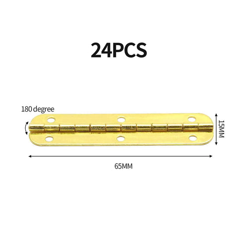 Pro Grade Mini Hinges 24 Pack Golden Finish 2 56 By 0 59 Inch Smooth Motion Hardware Built Tough For Solid Wood Plywood And Metal in 180-degree angle.