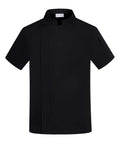 Top Shelf Two Pack Short Sleeve Chef Coat With Handy Arm Pocket Kitchen Tough Uniform Designed For Line Cooks Bakers And Catering Crews in black.