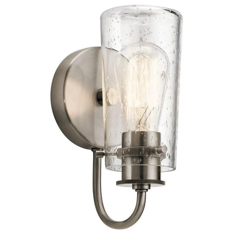 Braelyn 1 Light Wall Sconce With Clear Seeded Glass In Classic Pewter, Vintage Industrial Vanity Lighting For Bathrooms And Dining Rooms