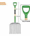 Ensilage Fork For Farm Use, Heavy Duty Manure And Bedding Fork With 10 Tines, 30 Inch Wood Handle And Poly D Handle Grip