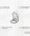 Beefy Stainless Steel L Bracket Shelf Supports Lock Your Floating Shelves And Cabinet Corners Dead Secure With Zero Sweat Easy Weekend Warrior Installation Hardware 10 Pack, showing durable L bracket and screw hole.