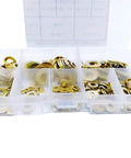 Brass Flat Washer Set 360 Pcs Assortment Kit M2 M2.5 M3 M4 M5 M6 M8 M10 With 0.4 To 1.2 mm Thickness, Perfect For Outdoor Humid Environments, Marine Hardware, Motors, Cylinders And Valves. Brass washers in organizer box