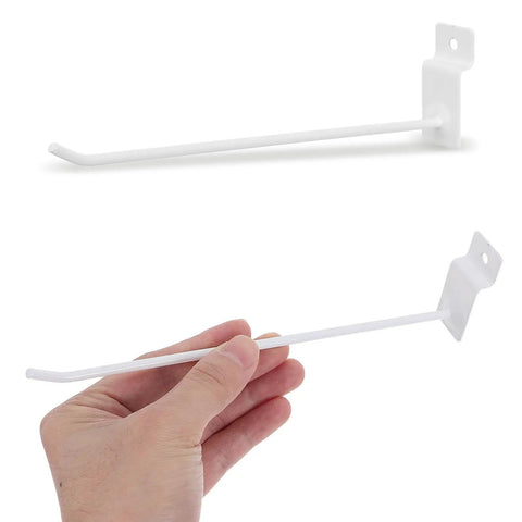 Hand holding Heavy Duty Slatwall Hook For Garage Storage Set Of 20 Pieces Iron Hooks With 4mm Rod Thickness And 7.48 Inch Rod Length