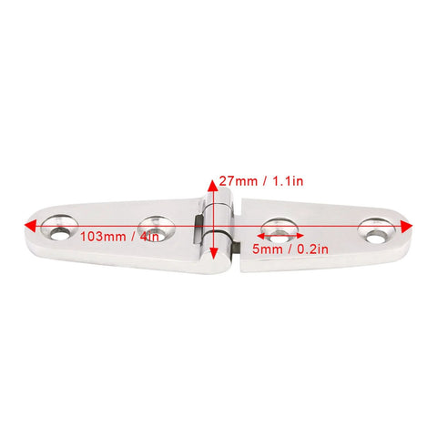 Two 4.1x1.1in 316 stainless steel boat hatch hinges with screws, mirror polished.