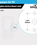 Diagram showing dimensions for Serenade Brighton Surface Mount Door Latch installation for screen and storm doors.