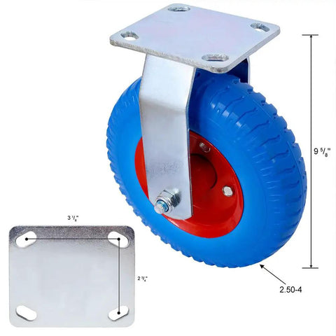 Eight Inch Caster Wheel Set Four Beefy Heavy Duty Flat Free Casters With 360 Degree Swivel And Fixed Plate 220 Lb Capacity Per Wheel