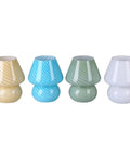 Yellow Glass Mushroom Bedside Lamp With Vintage Murano Stripe Compact Nightstand Desklamp For Cozy Home Decor in various colors