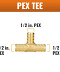 One Half Inch PEX Tee Fittings Pack Of 25 Lead Free Brass Plumbing Fittings NSF Certified UPC Compliant For Drinking Water ASTM F1807