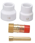 Gas Lens Welding Torch Consumables Cup Electrode Holder And Connector Set For WP 17 18 26 Four Piece Copper Construction