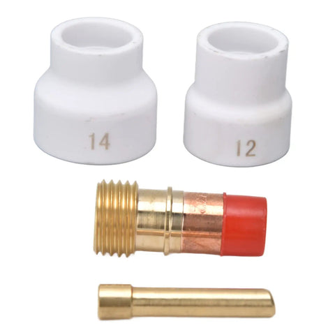 Gas Lens Welding Torch Consumables Cup Electrode Holder And Connector Set For WP 17 18 26 Four Piece Copper Construction