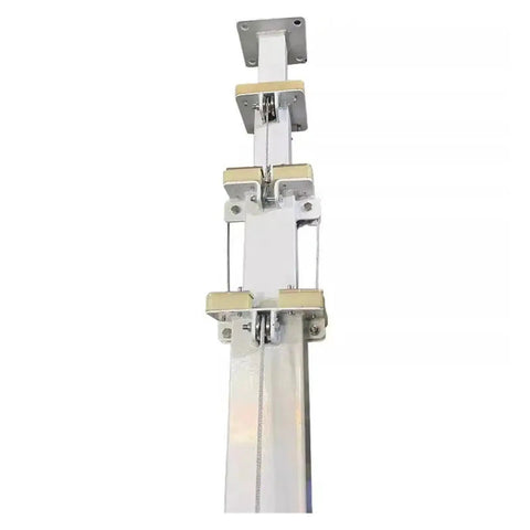 Heavy Lift Heavy Duty Telescopic Rigging Pole Expands To Ten Meters With Thick Aluminum Sections For Serious Speaker Loads and no sweat one person setup job, close-up view.