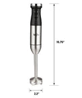Powerful Immersion Blender With Stainless Steel Shaft And Variable Speed Control To Handle Tough Ingredients, 15.75 inches tall, 2.2 inches wide.