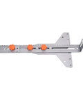 Killer Precision Adjustable Router Circle Cutting Jig With Heavy Duty Stainless Frame showing adjustable ruler and orange knobs.