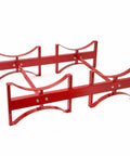 Heavy Duty Steel Drum Storage Rack For 55 Gallon Metal Drums, red steel frame for stacking, holds two drums, 1800 lb capacity.