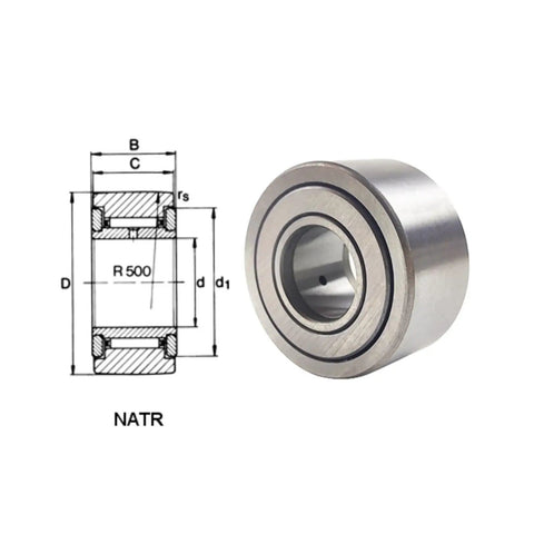 High Performance Bolt Type Needle Roller Bearing Pre Lubricated Heavy Duty Support Roller with dimensions diagram.