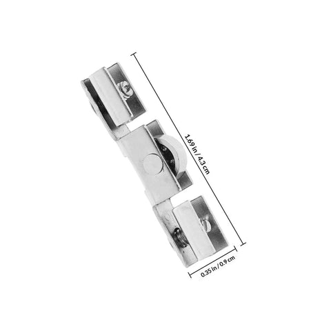 Eight piece sliding door roller in silver, emphasizing Premium Eight Piece Double Bearing Sliding Door Wheel Kit For Hassle Free Track Setup And Butter Smooth Silent Glide Performance On Glass Cabinet And Closet Doors.