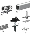 Two Panel White Bifold Door Hardware Kit With 59 Inch Ceiling Track Cut To Fit Design Supports Up To 90 Lbs Per Panel