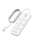 12 Outlet Surge Protector Power Strip With 12 AC Outlets, 2 USB A Ports And 1 USB C Port, 6 Foot Cable, UL Listed, top angle view