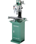 Built Like A Tank One Horsepower Mill And Drill Combo With Rock Solid Base Providing Smooth Variable Speed Control R8 Taper Dovetail Column And Wide T Slot Platform For Demanding Machining Tasks on sturdy green base