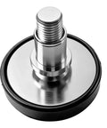 Close-up of a heavy-duty 35mm screw lift foot pad with a rubber base, part of the 4 pack to keep your rig flat.