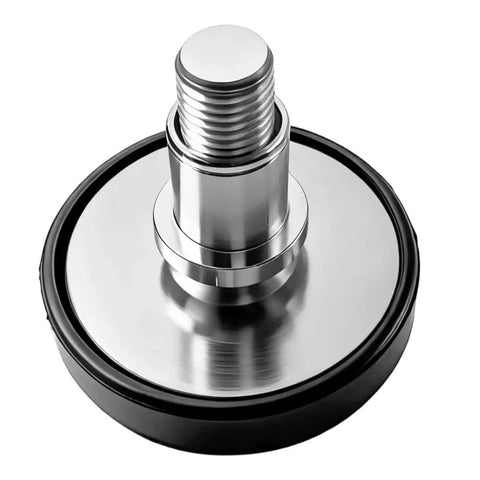 Close-up of a heavy-duty 35mm screw lift foot pad with a rubber base, part of the 4 pack to keep your rig flat.