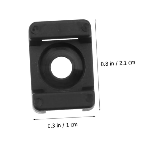 Heavy Duty Black Plastic Saddle Cable Tie Clips With Screw Fixing 100 Piece Kit, detailed view of clip measuring 0.8x0.3 in.