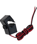 Robust Miniature Split Core Current Sensor Clamp Transformer With Rock Solid Half Percent Accuracy For No Sweat EV Charging Stations And Power Grid Monitoring Featuring Sweet Low Resistance Coil Design with red and black wires.