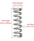 Image of 150Pcs Compression Springs Set 304 Stainless Steel Small Coil Springs, showing dimensions and rust-resistant features.