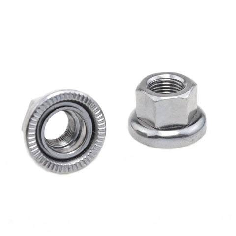 Top Tier 3/8 Inch Bike Wheel Axle Nut Kit Built Tough And Fresh Rock Solid Alloy Steel Bicycle Hardware with grip tight threads.