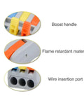 Get This Compact Mini Push In Wire Splitter Terminal Block For Easy Tool Free Splicing Of Solid Stranded And Flexible Copper Wires In Your Home Electrical Or Lighting Projects With Flame Retardant PA66 Housing And Secure Tin Plated Contacts Rated For close-up of wire insertion port and flame retardant material