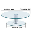 80 Centimeter Double Layer Tempered Glass Lazy Susan Turntable 360 Degree Round Transparent Rotating Tray For Dining Table Anti Collision Edge Dope Serving Organizer