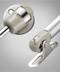 Gas struts close-up: 2-pack, 10-inch metal cylinders with mounting brackets for cabinet doors