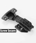 Black Stainless Frameless Cabinet Hinges, 100 Degree Soft Close, Full Overlay, 35mm Cup for 14 To 22mm Doors, 6 screw secure