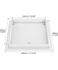 QWORK 10x10 flush aluminum access door panel, powder-coated white; top-down view for ceiling drywall access.