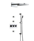 Heavy Hitter Full Copper Concealed Shower Kit With Four Function Waterfall Wall Mounted Top Spray And Pressurized Handheld Featuring Ceramic Valve installed view.