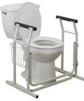 Toilet Safety Frame With Freestanding Grab Bar For Bathroom, Sturdy Aluminum Rail For Stability, Supports Up To 300 Pounds, White