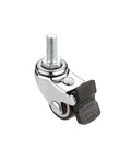 Mini Caster Wheels With Brake Lock, 1 Inch Silent Non Marking Casters, chrome with black brake, for furniture and equipment