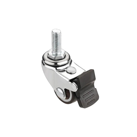 Mini Caster Wheels With Brake Lock, 1 Inch Silent Non Marking Casters, chrome with black brake, for furniture and equipment