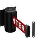 WMB-125 Fixed Wall Mount Retractable Belt Barrier 11 Foot with Black Steel Case Red Caution Do Not Enter Belt for safety