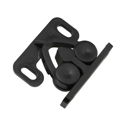 Black Spring Loaded Roller Door Catch Latch 4 Pack, 31 By 32 By 28 Mm Plastic Cabinet Collision Lock, close-up view of latch