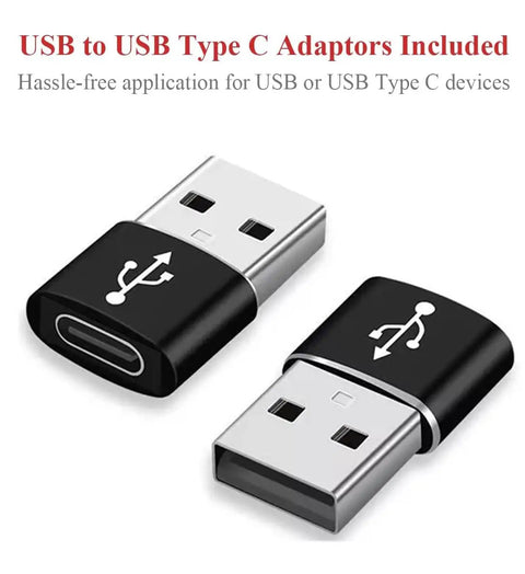 USB to USB Type C adaptors for versatile connectivity included with the Rock Solid 400W Car Power Inverter.