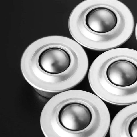 Close-up of 10 Pack stainless steel ball transfer bearings with smooth round design for easy movement in DIY builds.
