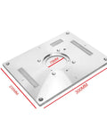 Compact Heavy Duty Aluminum Router Table Insert Plate With Quick Flip Guide System for precise woodworking, 300x235mm.