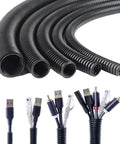 Top Shelf One Hundred Feet Split Wire Loom Conduit Tubing Built Tough Black Polyethylene Cable Sleeve for neat cable organization.