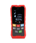 4 In 1 Wireless Stud Finder Wall Scanner Featuring Waterproof Probe For Dead-On Ac Voltage Wood Metal Cable Detection And Super Sensitive Pipe Blockade Location, Lithium Battery Powered, red handheld device showing measurement display.