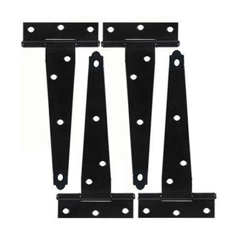 Heavy Duty T Door Hinges With Reinforced Shafts And Screws Included, black zinc iron hardware for wooden gates.